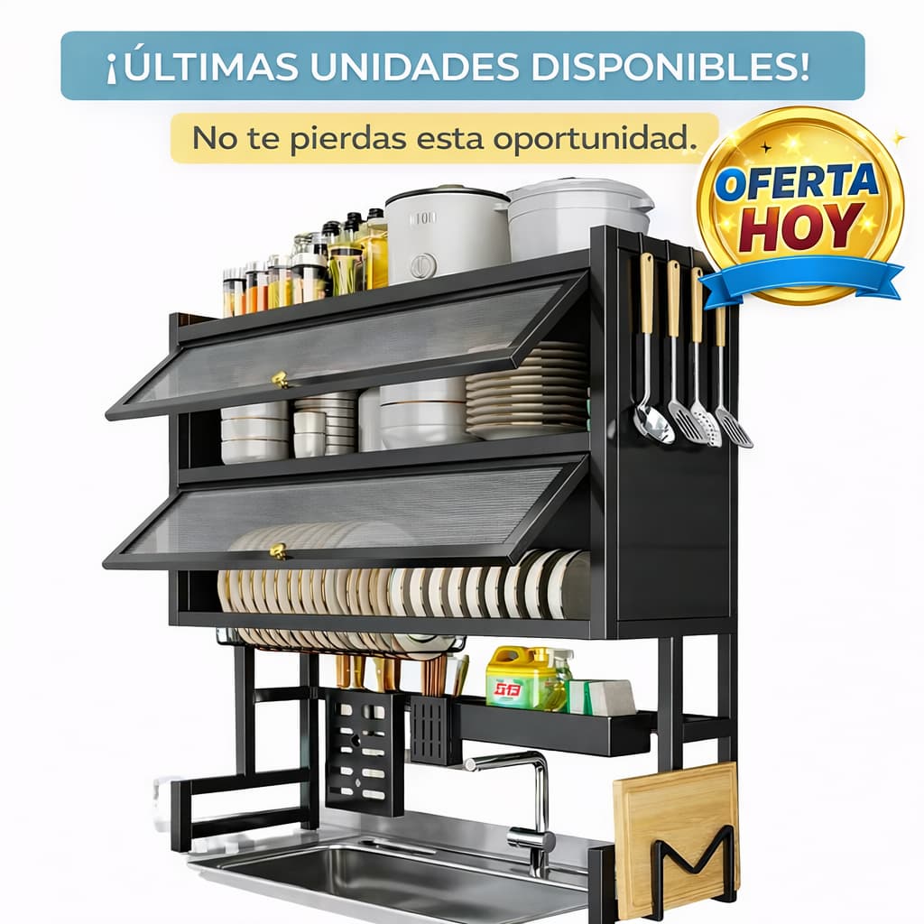 Escurridor Doble Nivel Con Puertas 🤩– Orden total y El Mejor Estilo Para Tu Cocina