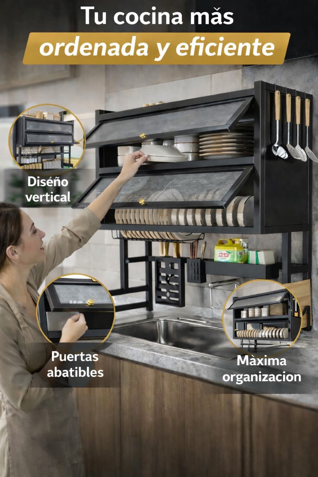 Escurridor Doble Nivel Con Puertas 🤩– Orden total y El Mejor Estilo Para Tu Cocina